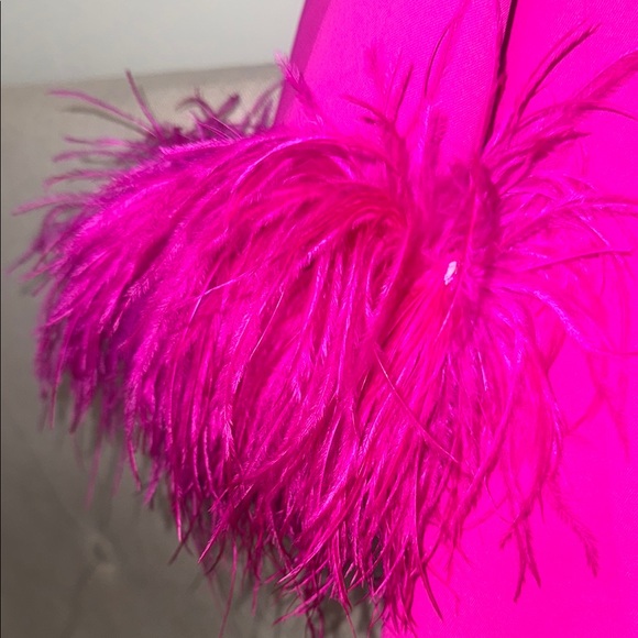 Vibrant Pink Blazer with Feather Cuffs - Picture 4 of 5